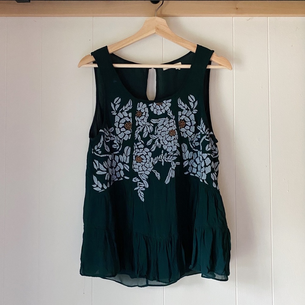 Anthropologie Floreat Roselle Embroidered Tank
